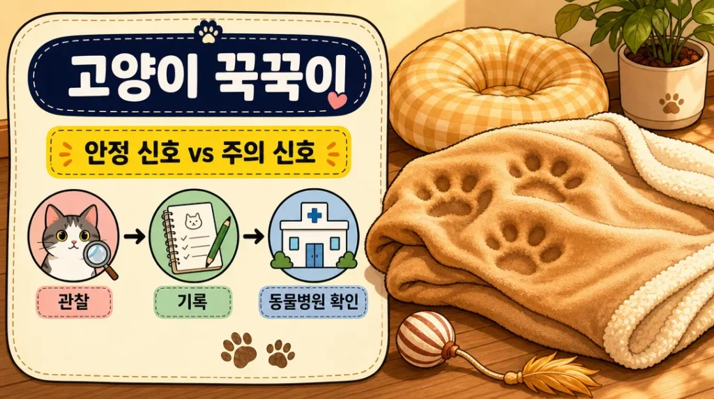 고양이 꾹꾹이 행동 원리와 의미를 설명하는 인포그래픽 — 발바닥 오브젝트 클로즈업